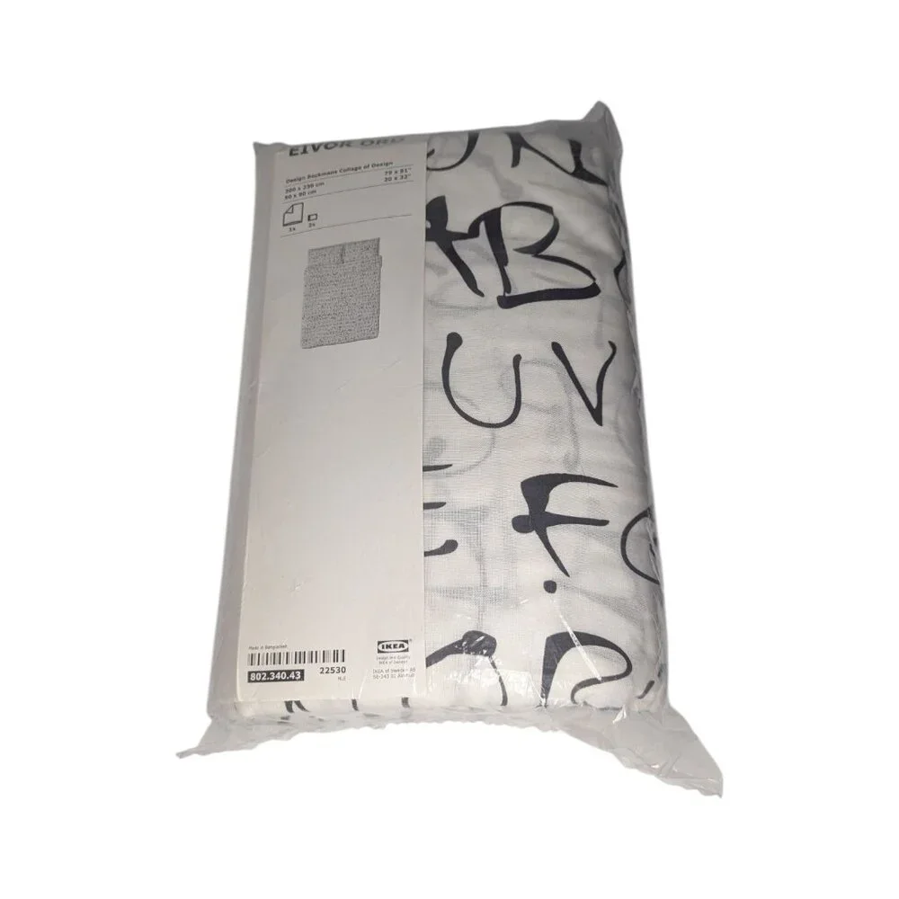 IKEA Eivor Ord Alphabet Duvet Cover X2 Pillow cases 79 x 91